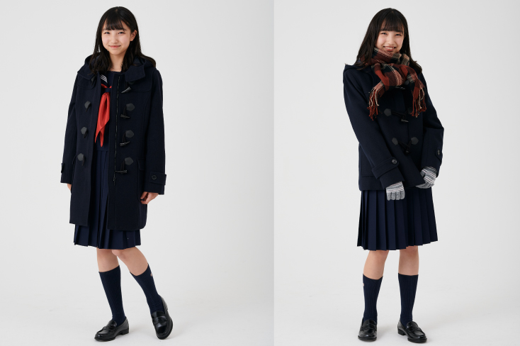 スクールコートの女子に人気の着こなし カンコー学生服