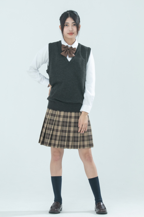 チェックプリーツスカート ブラウン（48cm丈） / KANKO Harajuku Select