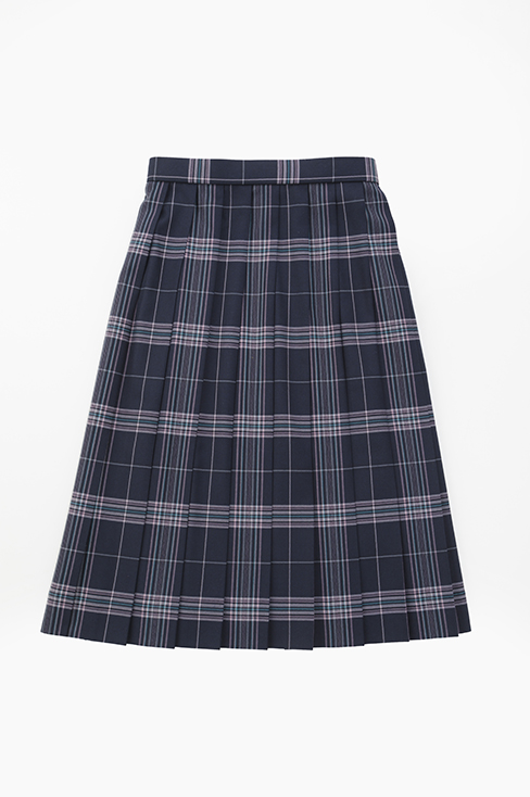 丈長 チェックプリーツスカート ネイビー（58cm丈） / KANKO Harajuku Select